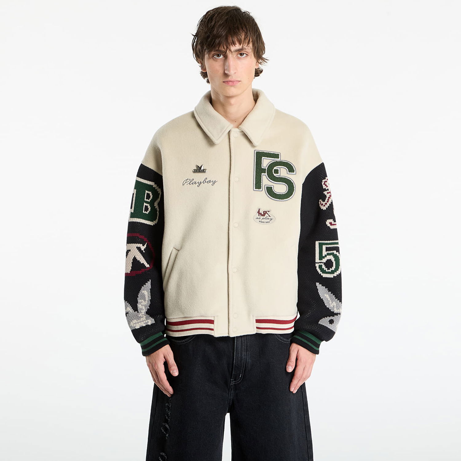 Bomber jakna Footshop Playboy x FTSHP Varsity Jacket UNISEX Grey Bež | FTSHP_503, 0