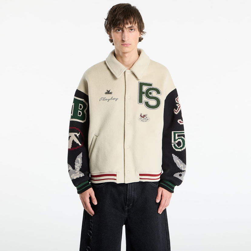 Bomber jakna Footshop Playboy x FTSHP Varsity Jacket UNISEX Grey Bež | FTSHP_503