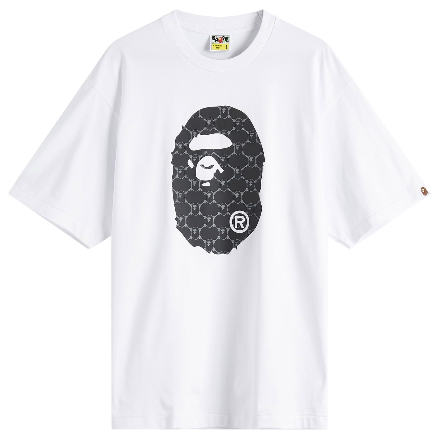Majica kratkih rukava BAPE A Bathing Ape Collegeonogram Ape Head Relaxed Fit T-Shirt, Size Large Bijela | 001TEL301334M-WHT, 0