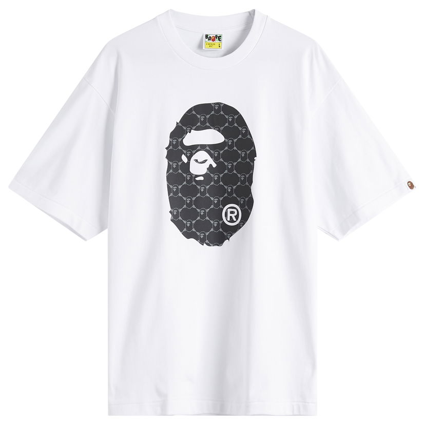 Majica kratkih rukava BAPE A Bathing Ape Collegeonogram Ape Head Relaxed Fit T-Shirt, Size Large Bijela | 001TEL301334M-WHT