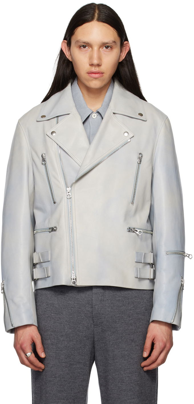 Jakna Jil Sander Jil Sander Eldorado Leather Jacket Siva | J22BN0122_J07036