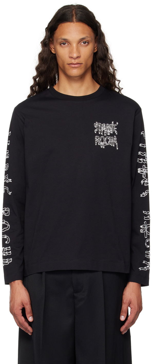Majica kratkih rukava Simone Rocha Simone Rocha Printed Ribbon Logo Long Sleeve T-Shirt Crna | 5194P19P21-M 0569