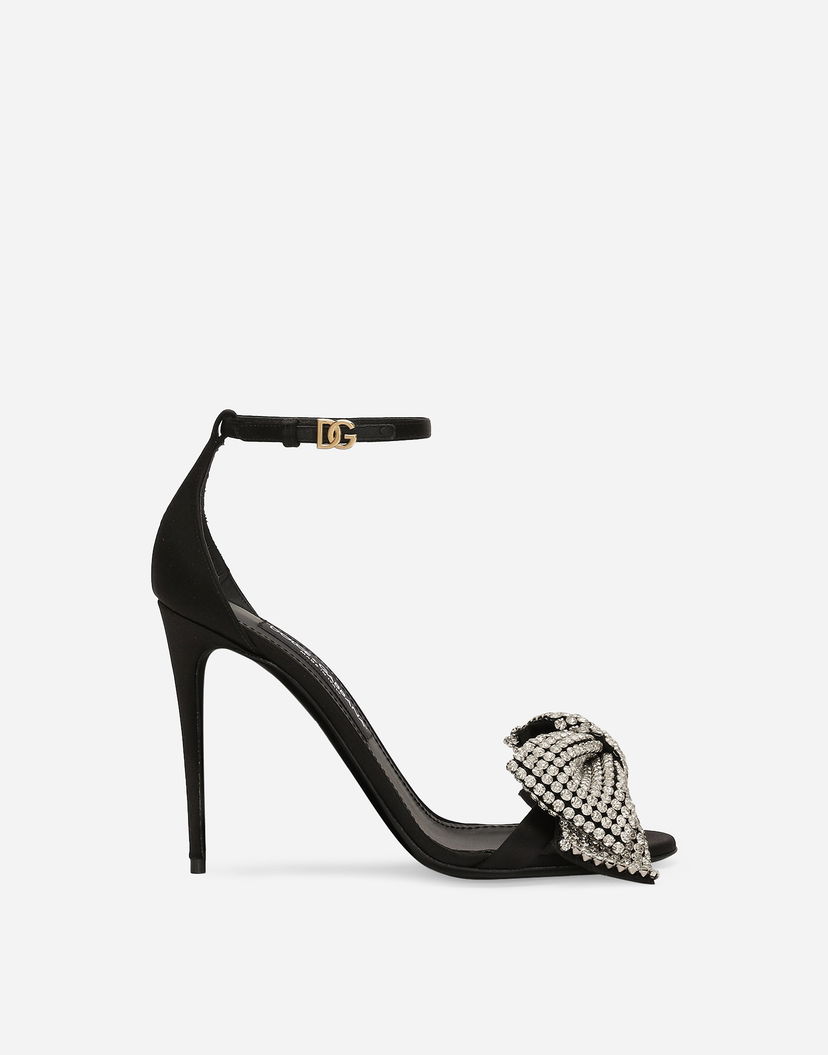 Tenisice i cipele Dolce & Gabbana Satin Sandals With Rhinestone Embellishment Crna | CR1793A9S438S488