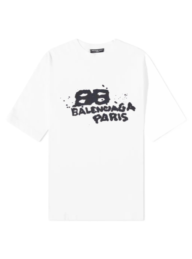 Majica kratkih rukava Balenciaga Dirty Paris Logo Tee Bijela | 612966-TNVN4-9040