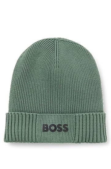 Kapica BOSS BOSS Logo Beanie Hat Zelena | 50499423