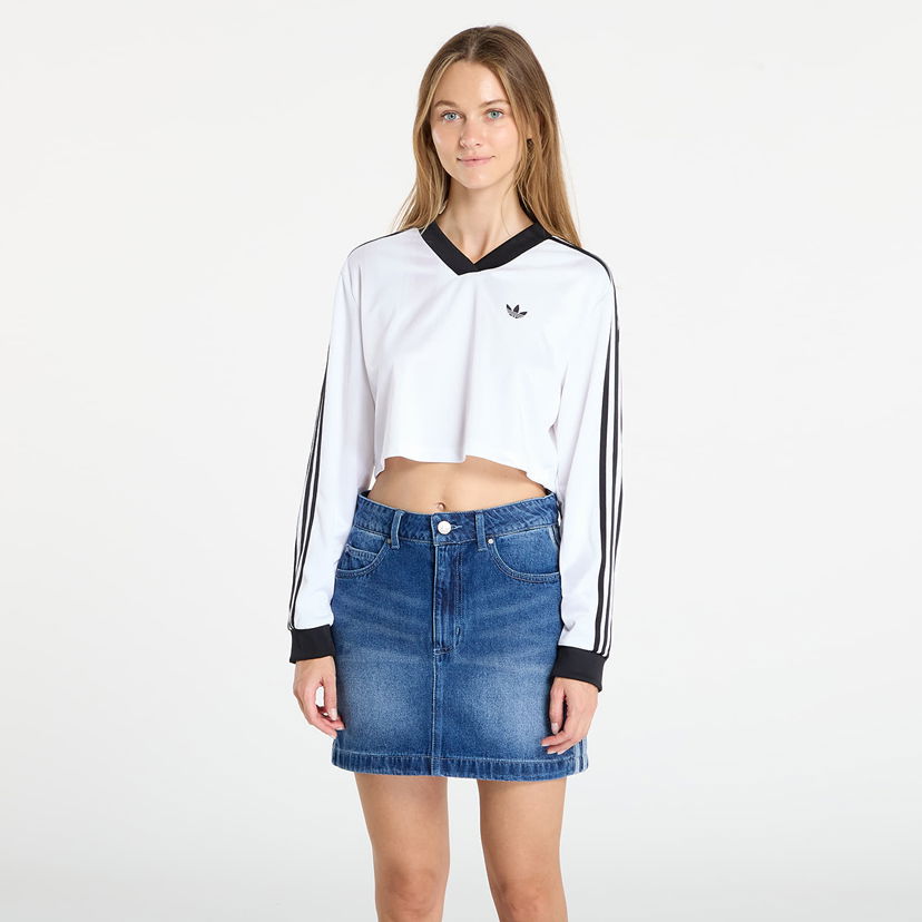 Crop top adidas Originals Adicolor Football Jacquard Crop Long-Sleeve Top Bijela | JV9740