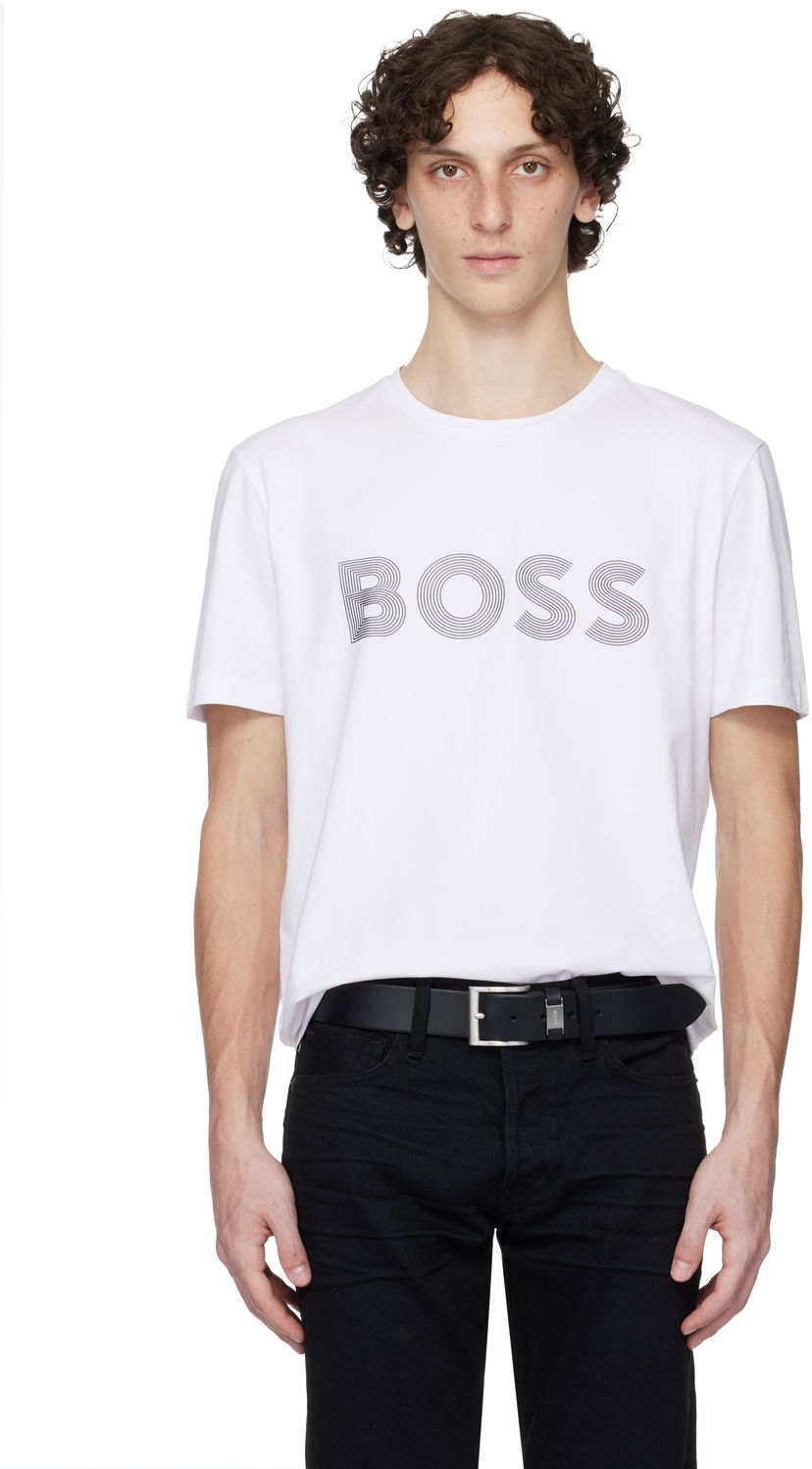 Majica kratkih rukava BOSS BOSS Printed-Logo T-Shirt Bijela | 50543816