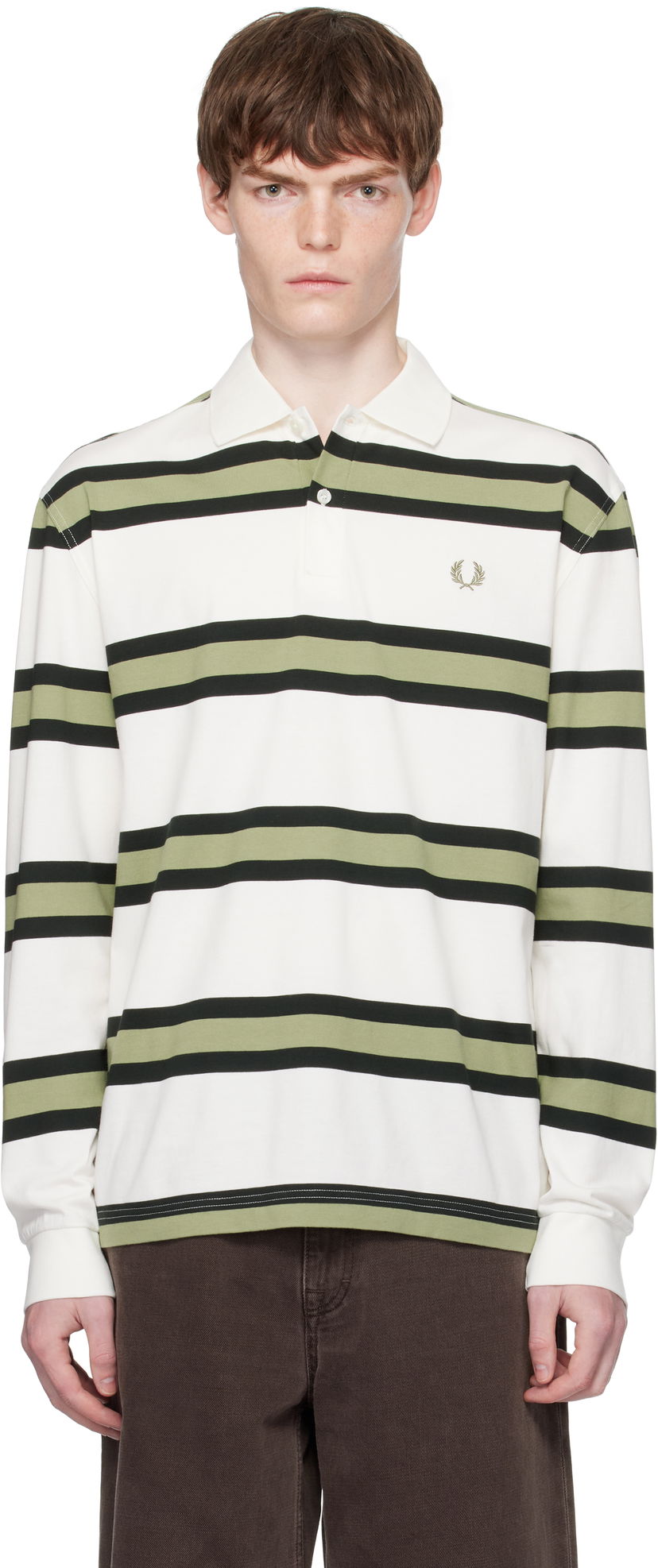 Polo majica Fred Perry Fred Perry Striped Jersey Polo Bijela | M9849