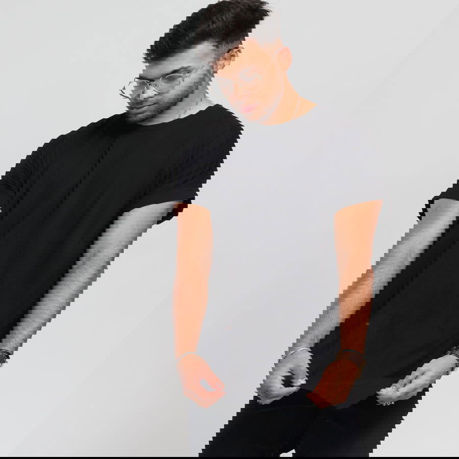 Majica kratkih rukava Urban Classics Asymetric Long Tee Crna | tb1227 black, 0