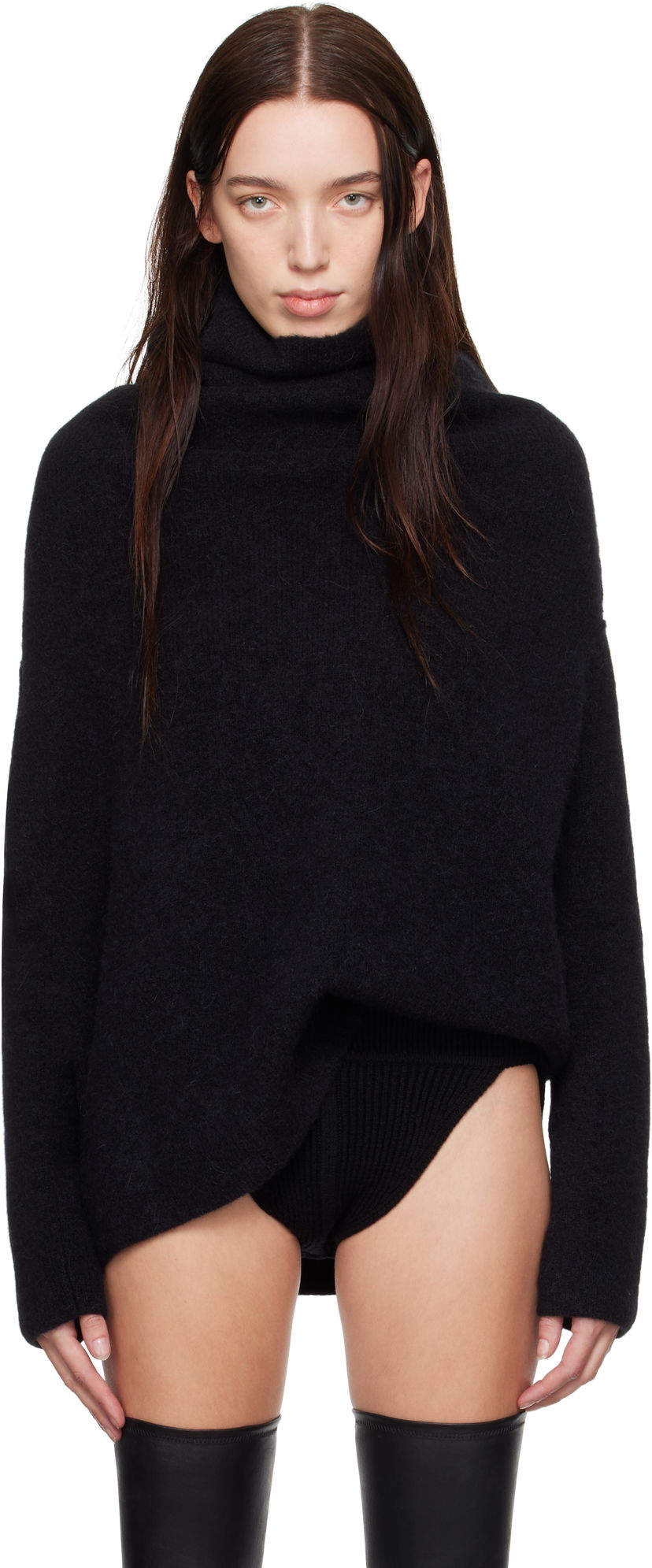 Džemper Rick Owens Turtleneck Shroud Sweater Crna | RO02D3674 KWPL