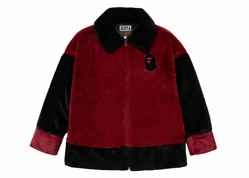 Jakna BAPE BAPE (B)Ape Faux Fur Jacket Burgundy Tamnocrvena | 1J80-140-004