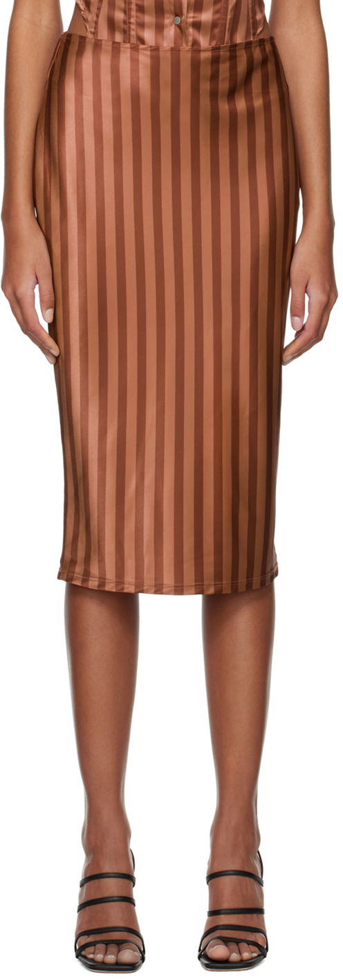 Suknja Miaou Miaou Work Capsule Verona Striped Midi Skirt Smeđa | 4033SS3DVC