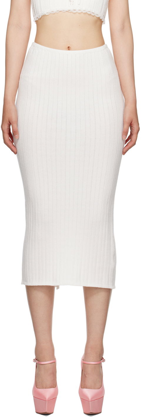Suknja GUIZIO Guizio Ribbed Midi Skirt Bijela | H23613S011