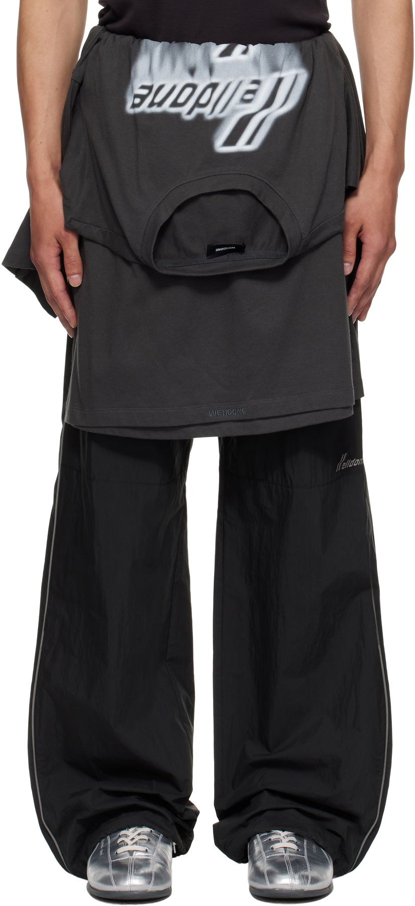 Hlače We11done We11done Layered Track Pants Crna | WD-PT2-25-250-U-BK