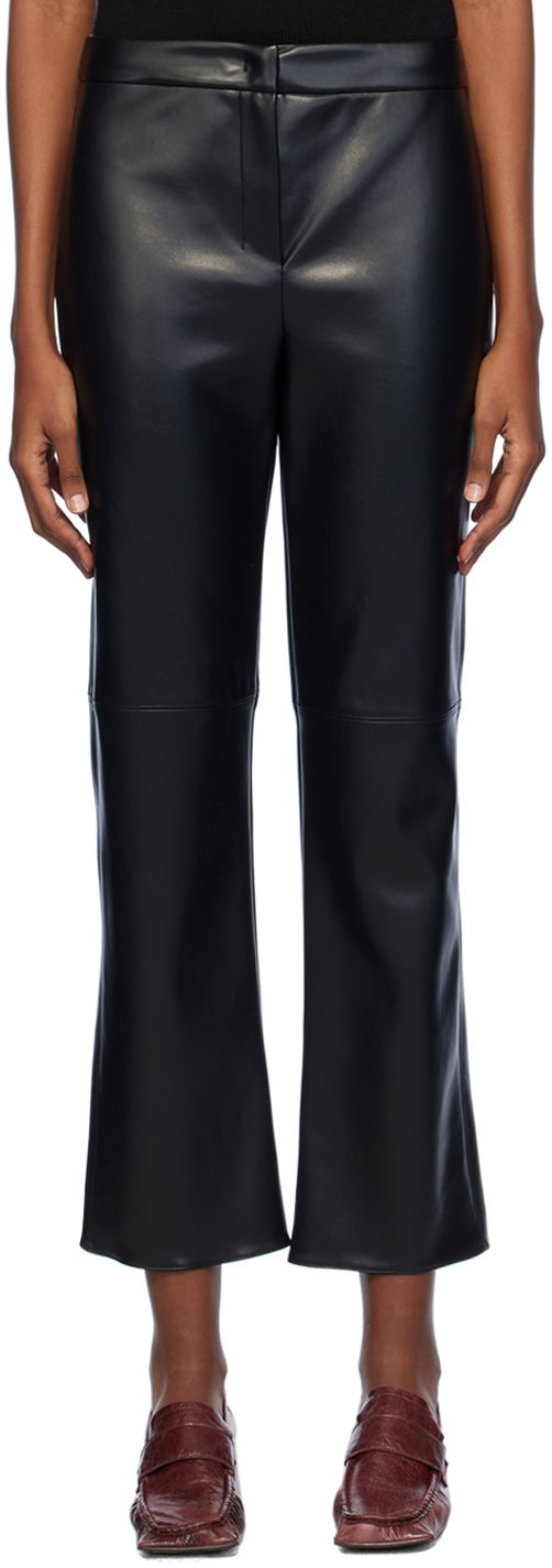 Hlače Max Mara Max Mara Sublime Faux-Leather Cropped Flare Trousers Crna | 2419781011600 MM13037