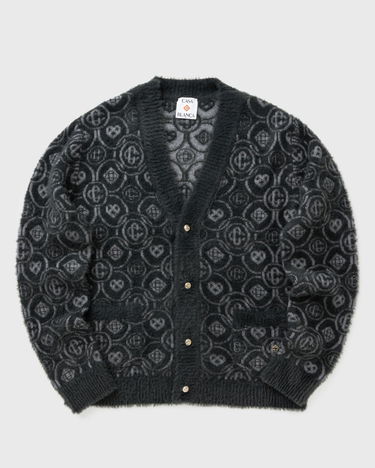 Džemper Casablanca Fluffy Monogram Jacquard Cardigan Crna | M-AW25-KW-1094-01, 1