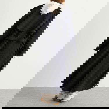 Trenčkot SKIMS Boyfriend Fleece Trench Coat Crna | LS-LST-8018W-ONX, 3