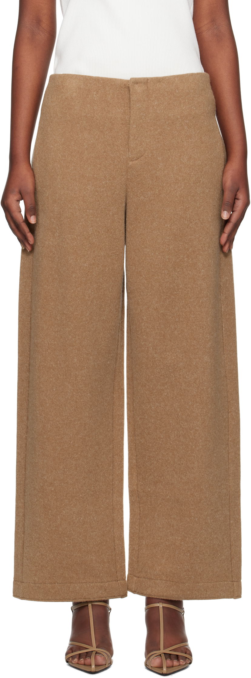 Hlače Max Mara Max Mara Arca Wide-Leg Wool Trousers Smeđa | 2511781088600