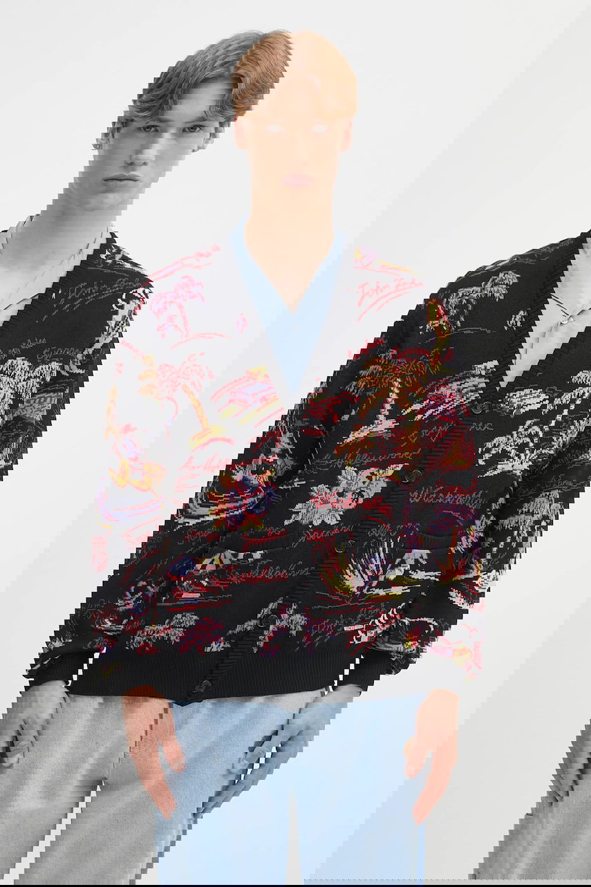 Džemper WACKO MARIA Wacko Maria Jacquard Cardigan Crna | 25SS.WMK.KN20, 0