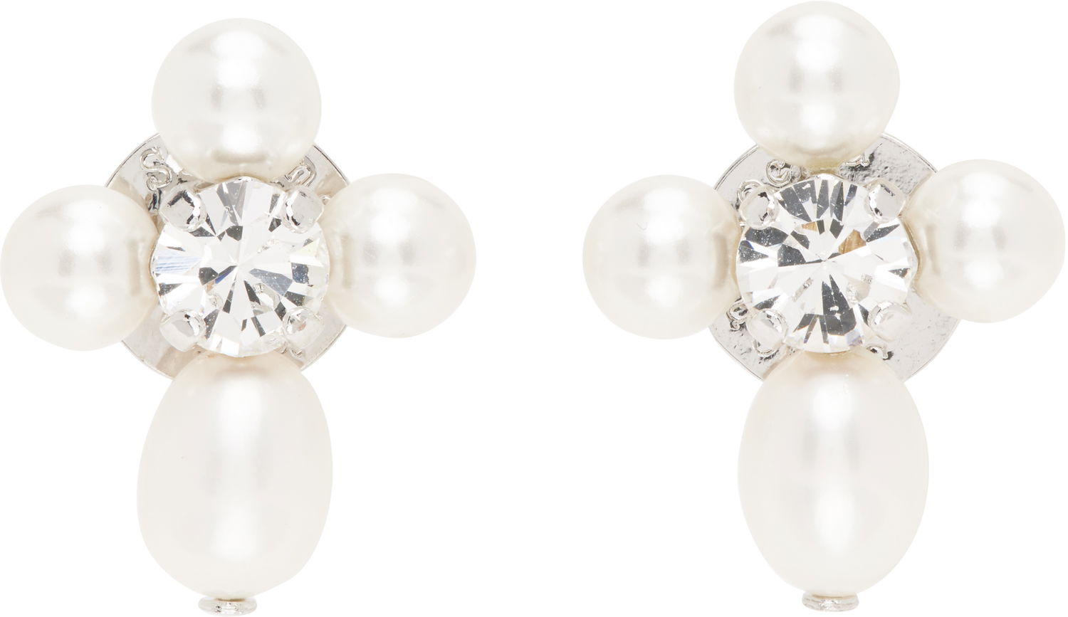 Naušnice Simone Rocha Simone Rocha Pebble Pearl Crystal Cluster Drop Earrings Bijela | ERG535 0913, 0