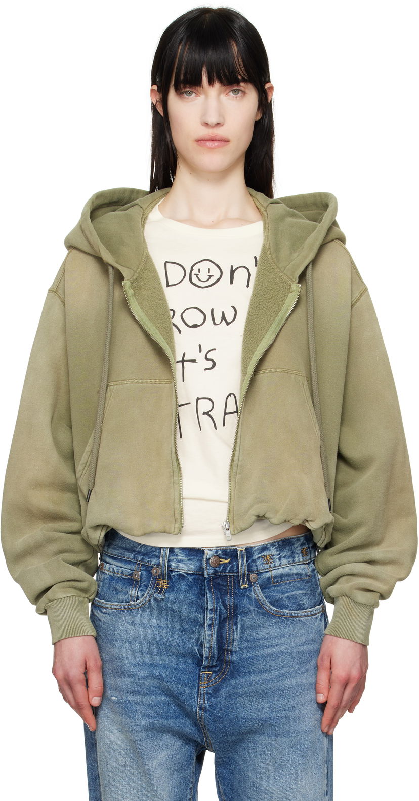 Dukserice R13 R13 Balloon Zip-Up Hoodie Zelena | R13WK216-001BD