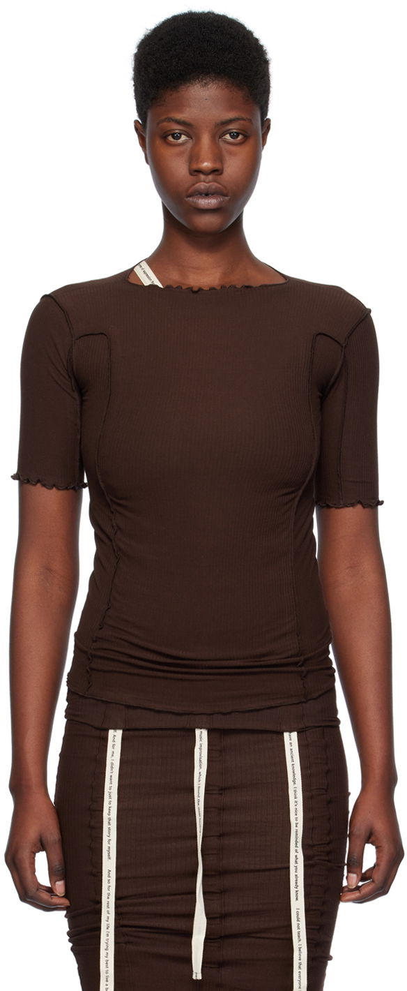 Majica kratkih rukava Baserange Omato Brown Fitted T-Shirt Smeđa | TTO3-RB-SP24