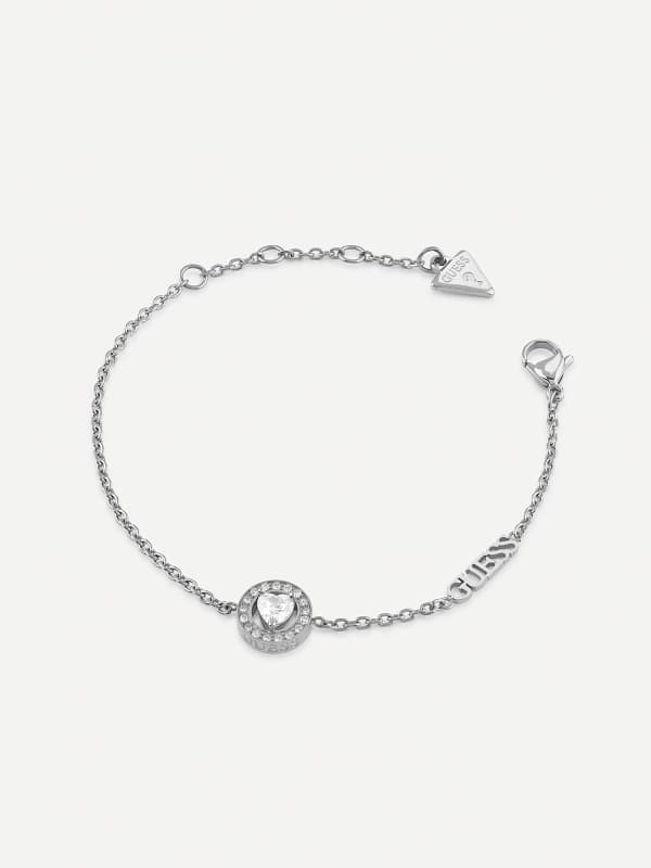 Narukvica GUESS Silver-Tone Chain Bracelet With Crystal Accents Metalik | JUBB04668JW