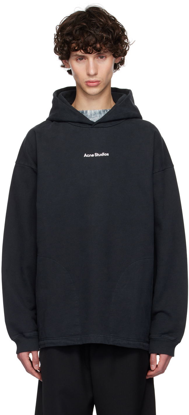 Dukserice Acne Studios Black Printed Logo Hoodie Crna | CI0170-