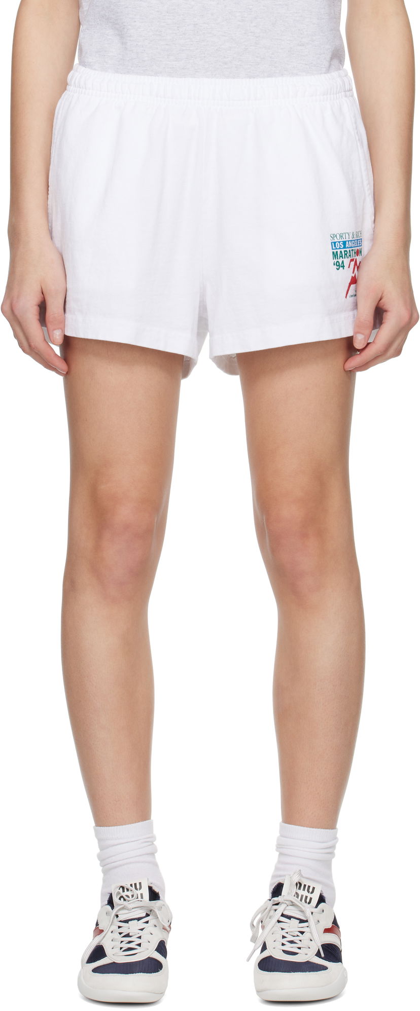Kratke hlače Sporty & Rich Sporty & Rich 'LA Marathon' Disco Shorts Bijela | SH037622171WH01