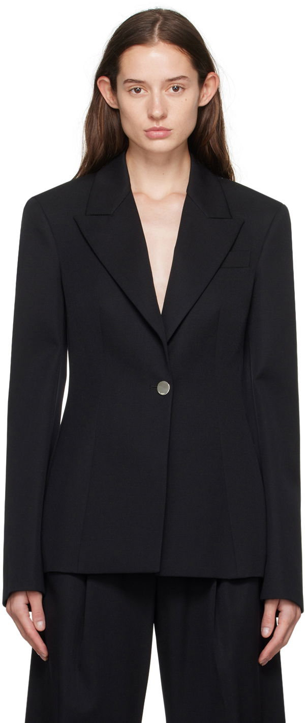 Jakna The Attico The Attico Peaked Lapel Blazer Crna | 241WCG61 W046