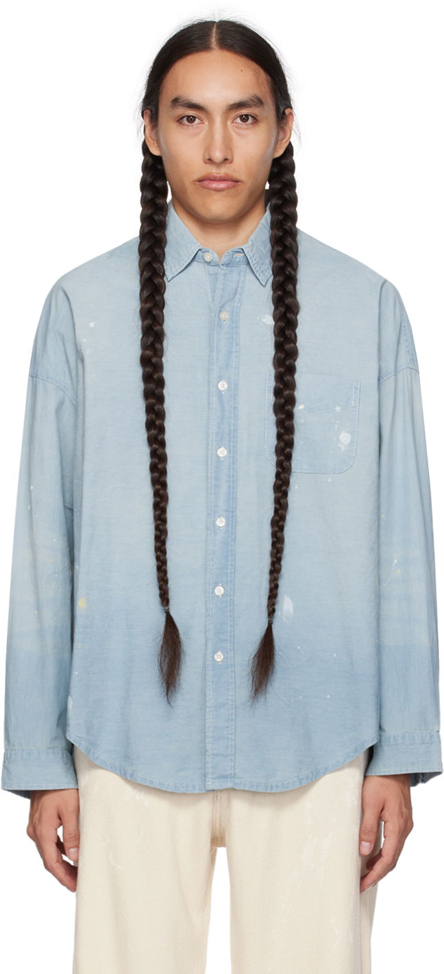 Košulja R13 R13 Paint Splatter Button-Up Shirt Plava | R13WD170-D136A