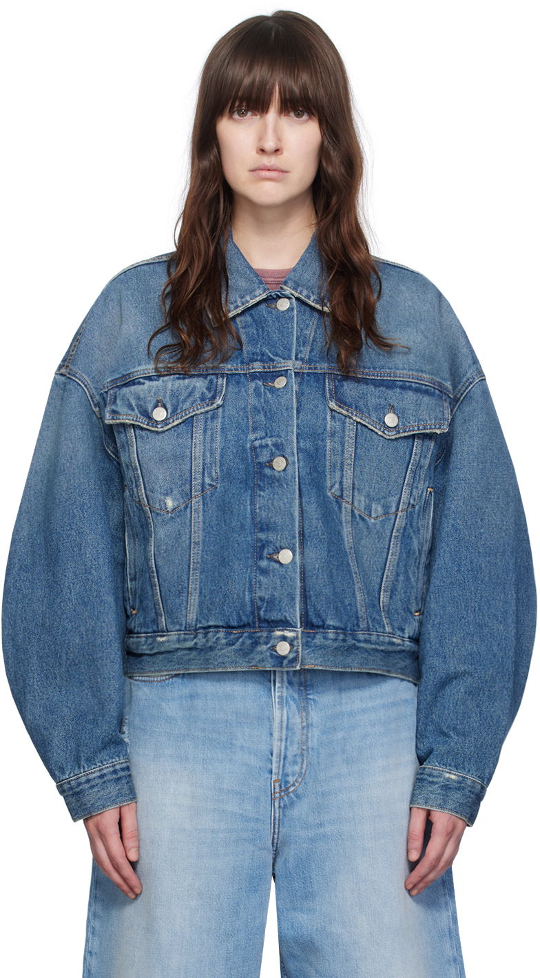 Jakna Acne Studios Blue Relaxed Cropped Fit Denim Jacket Plava | A90390-