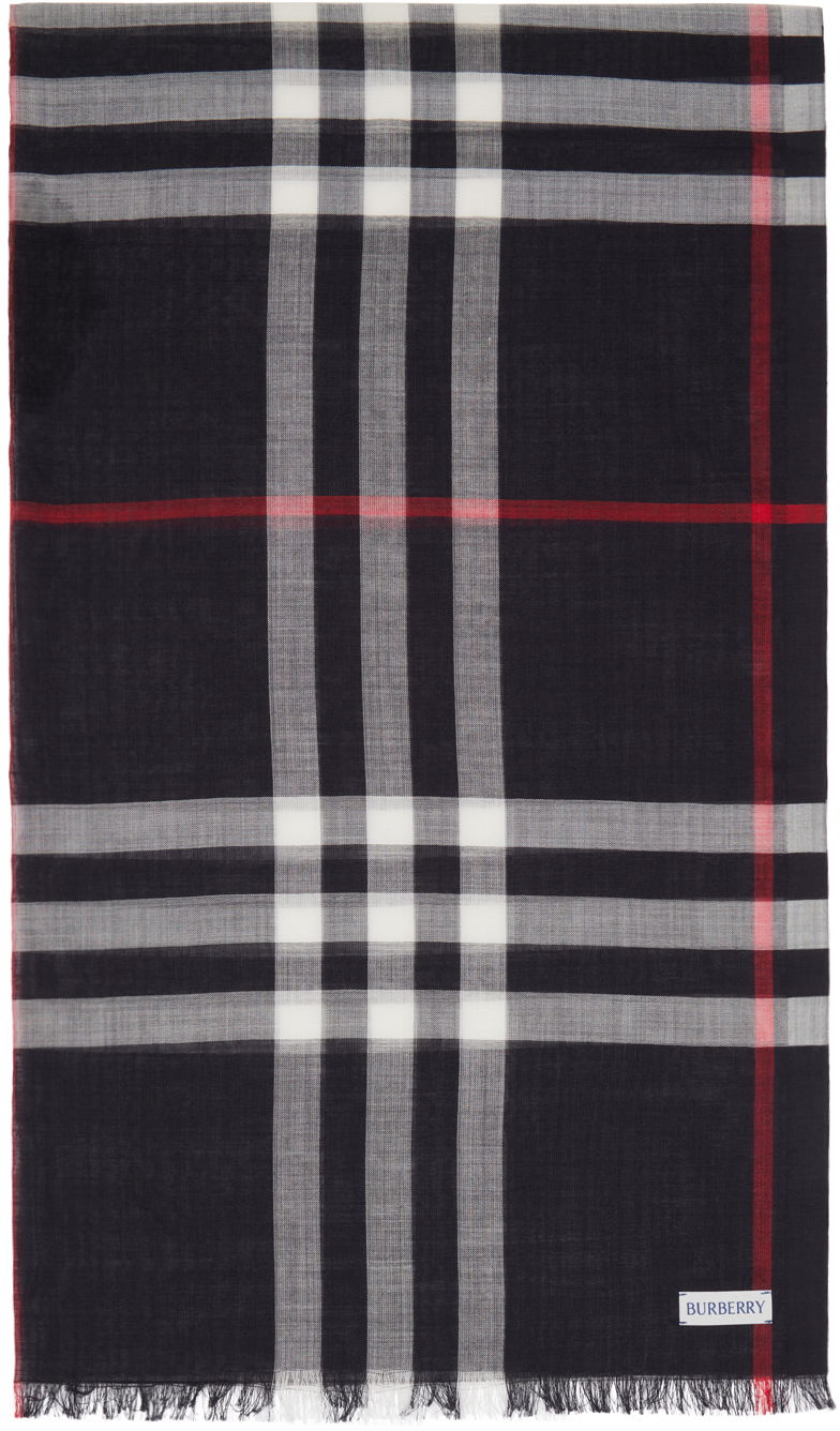 Šal Burberry Navy Check Scarf Tamnoplava | 8078780