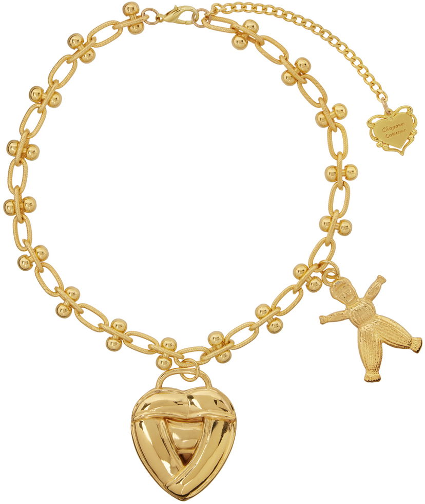 Ogrlica Chopova Lowena Chopova Lowena Knotted Heart Pendant Necklace with Teddy Bear Charm Metalik | 6516