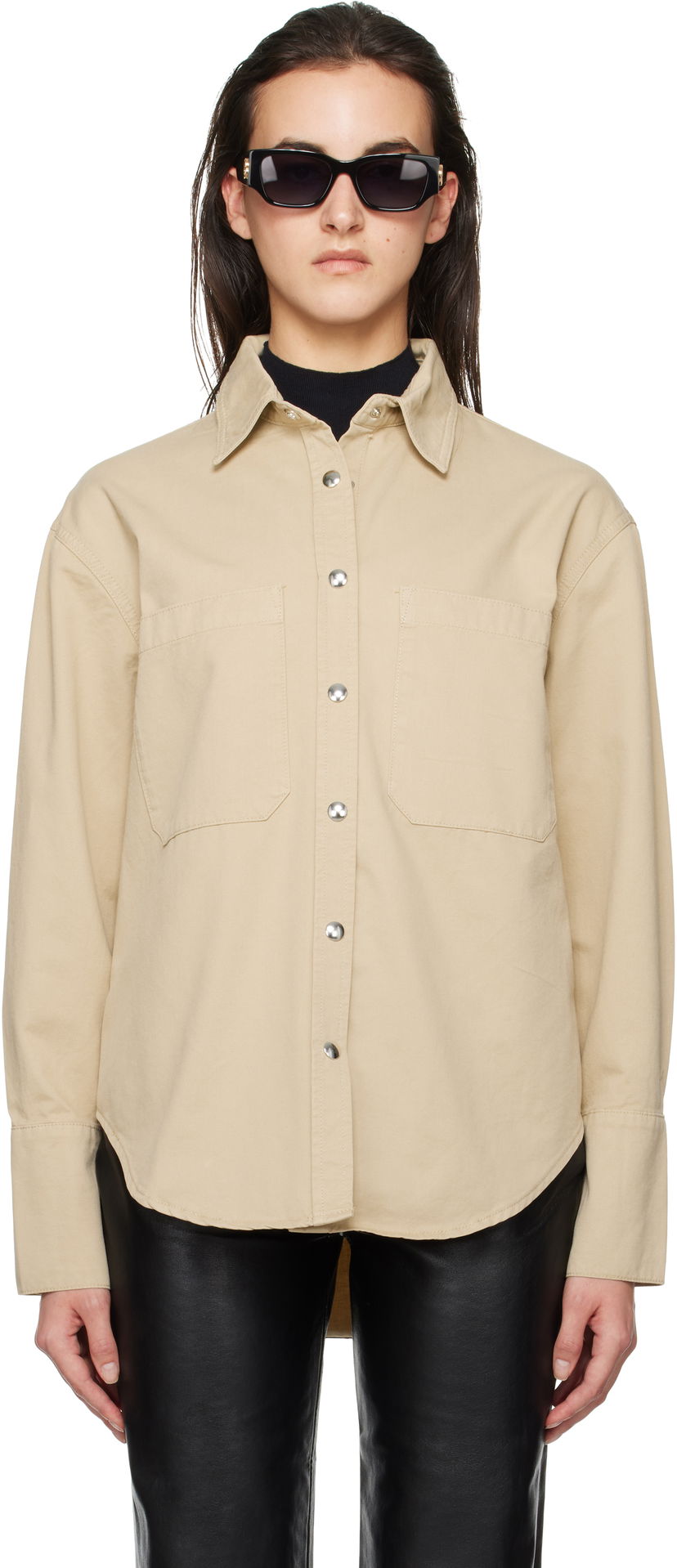 Košulja Anine Bing Dante Relaxed-Fit Long Sleeve Shirt Bež | A-07-10546-OMA10
