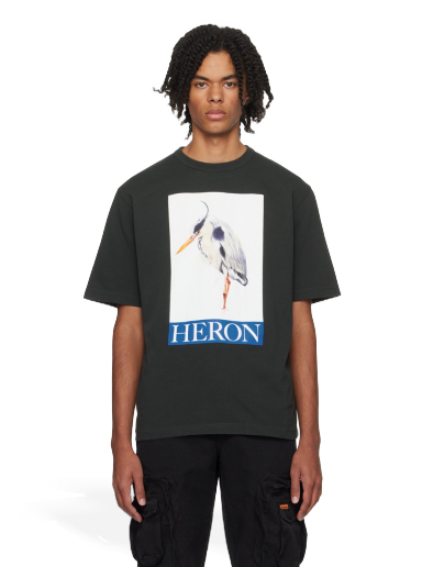 Majica kratkih rukava HERON PRESTON Bird Painted T-Shirt Crna | HMAA032F23JER0041046