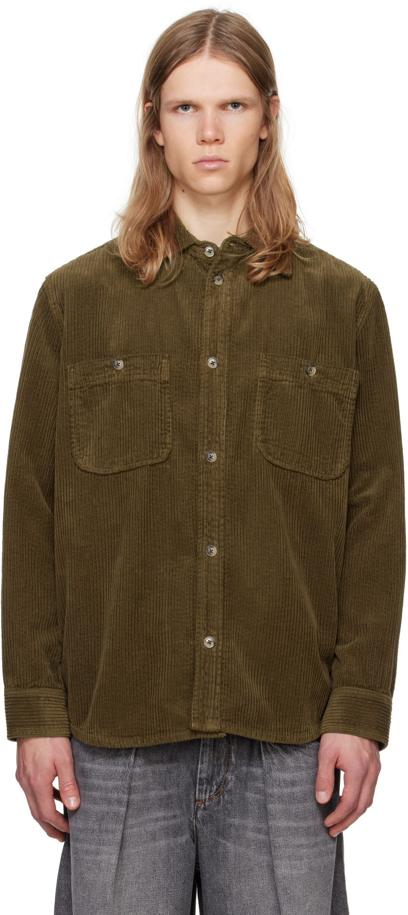 Košulja ISABEL MARANT Isabel Marant Nario Corduroy Shirt Zelena | CH0198HA-B4G03H