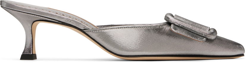 Tenisice i cipele Manolo Blahnik Manolo Blahnik Maysale Buckle Kitten Heel Mules Metalik | 125-2920