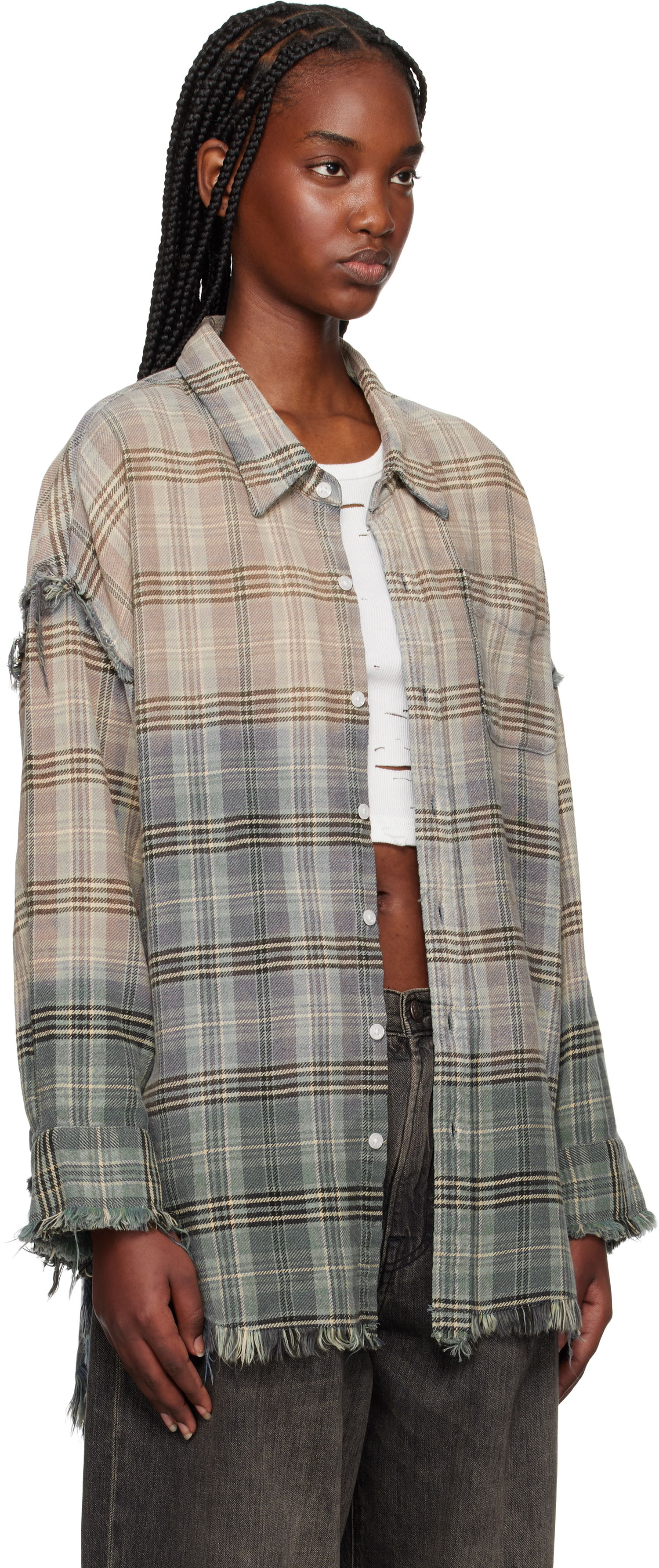 Košulja R13 R13 Shredded Seam Drop Neck Plaid Shirt Višebojno | R13WR075-R458B, 1