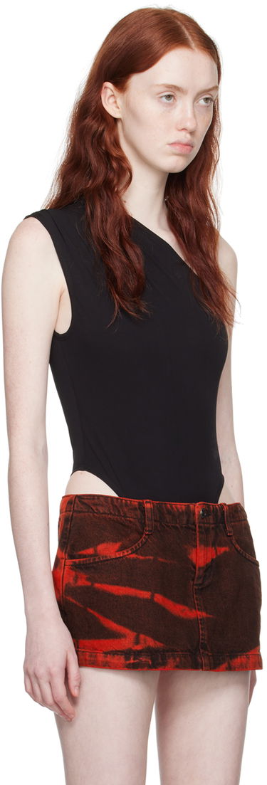 Body Miaou Miaou Jade One Shoulder Bodysuit Crna | 6005VCJBLK, 1