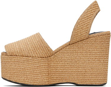 Tenisice i cipele Alaïa ALAÏA Wedge Paper Straw Heeled Sandals Bež | AA3S129TK054, 2