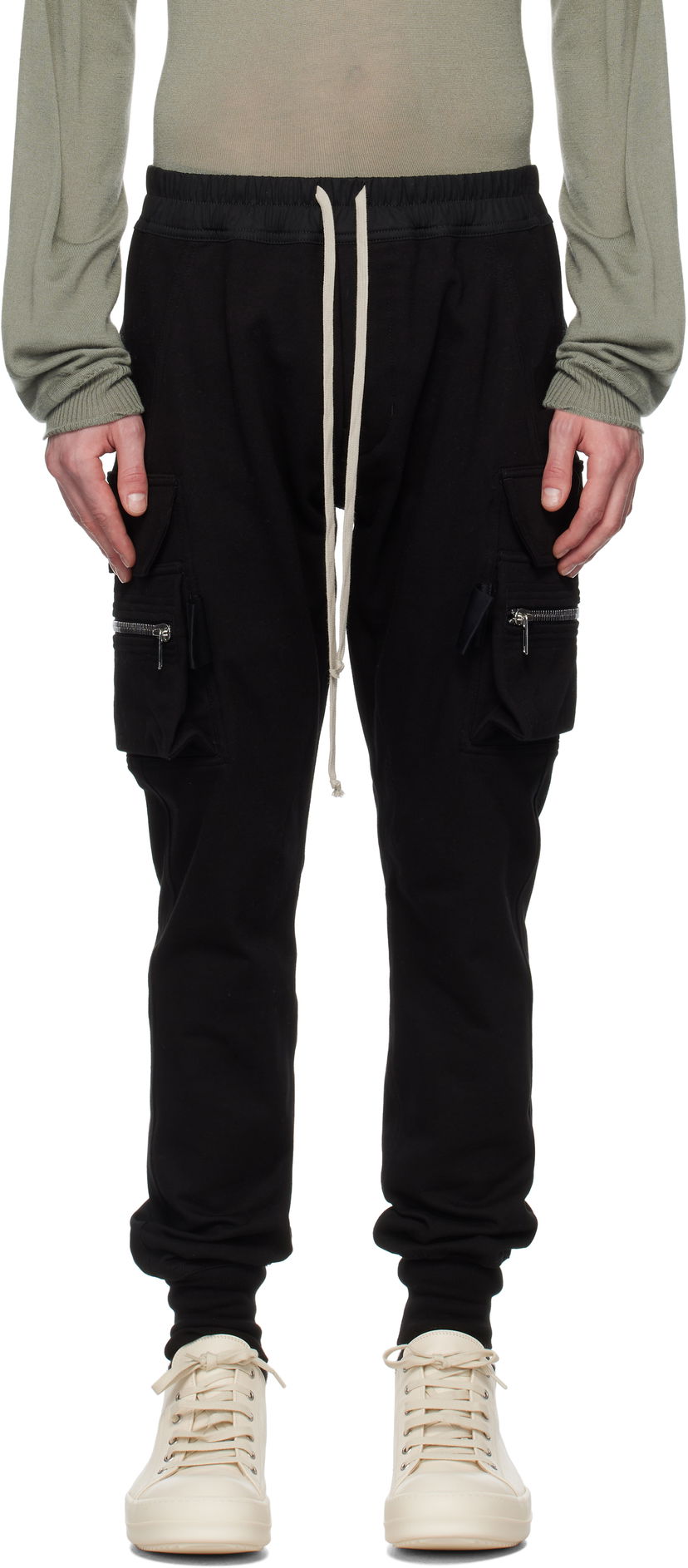 Cargo hlače Rick Owens Rick Owens Hollywood Mastodon Cargo Pants Crna | RU01E5396 BA