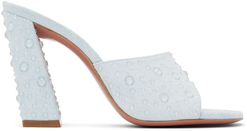 Dodaci Amina Muaddi Amina Muaddi Brigitte Crystal Heeled Sandals Plava | BRIGITTE CRYSTAL SLIPPER BLOCK