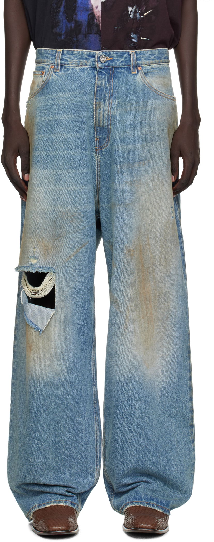 Jeans VETEMENTS Vetements Distressed Baggy Jeans Plava | UH76DP180LD
