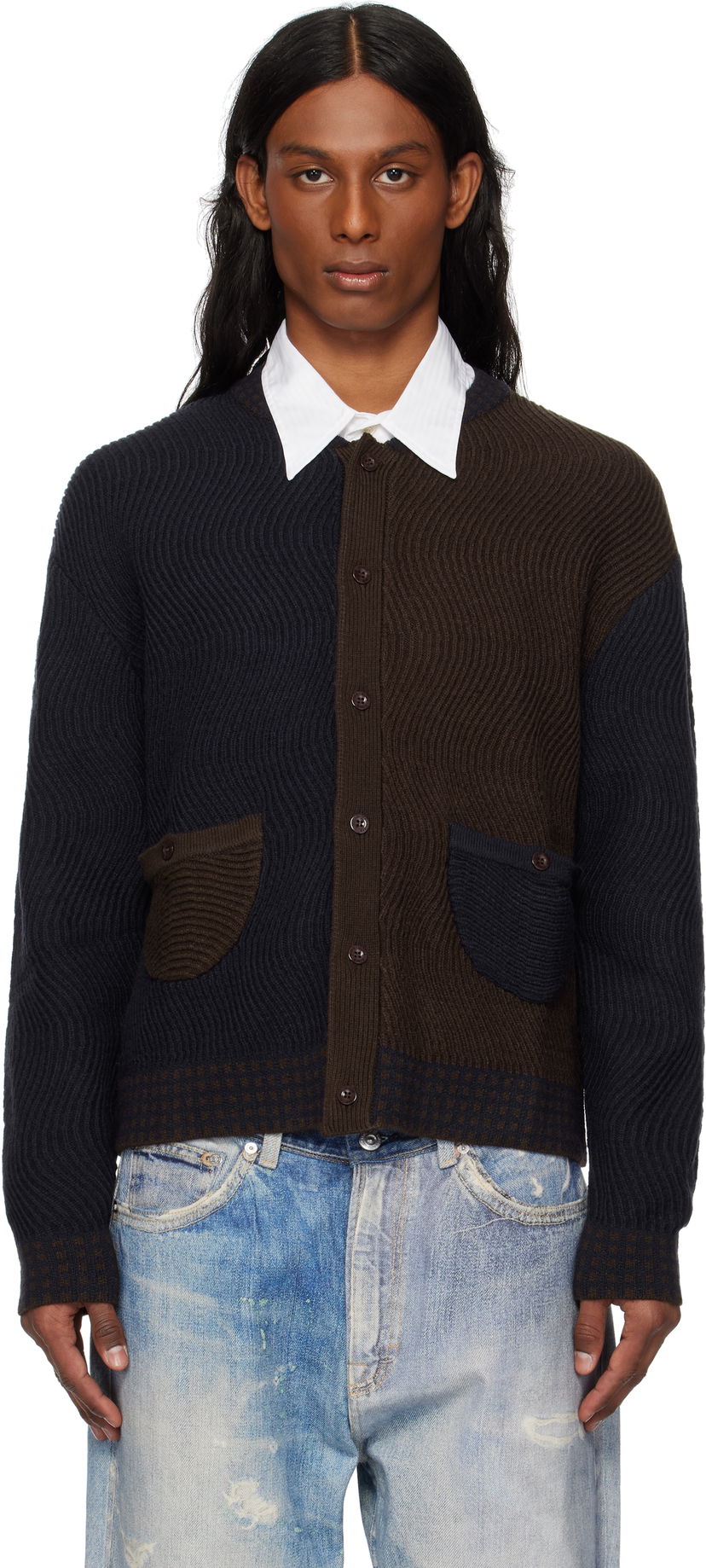 Džemper Dime Dime Wave Knit Cardigan Smeđa | DIME2SP253NVY
