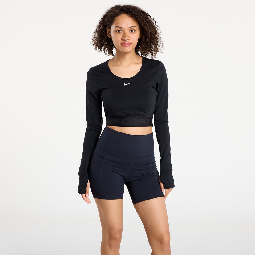 Crop top Nike Pro Dri-FIT Cropped Long-Sleeve Top Crna | HV9992-010
