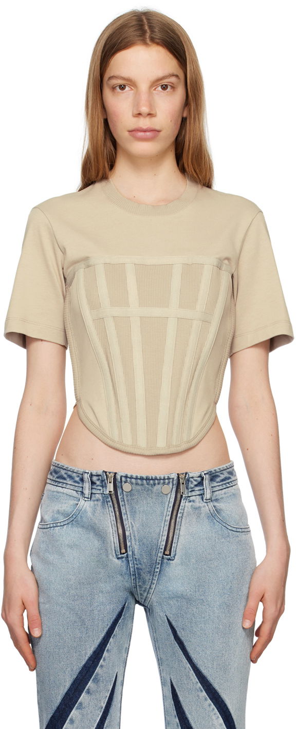 Majica kratkih rukava Dion Lee Dion Lee Corset T-Shirt Bež | C3097P23