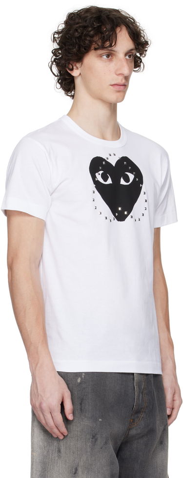 Majica kratkih rukava Comme des Garçons PLAY Stud Print Heart T-Shirt Bijela | AX-T804-051, 4
