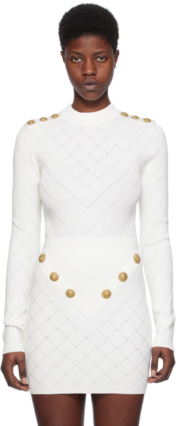 Body Balmain Cutout Bodysuit Bijela | CF1BG240KF53