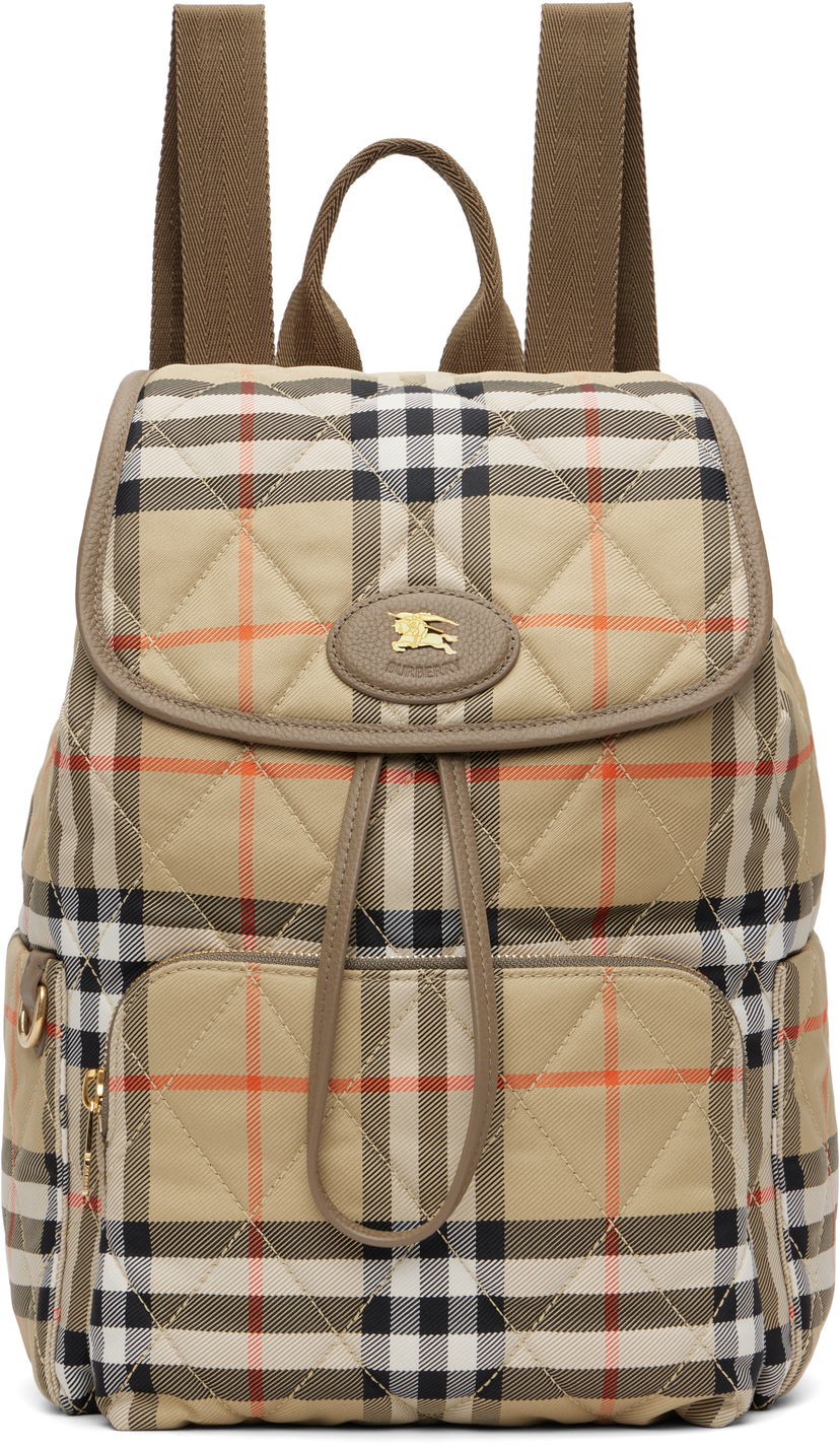 Ruksak Burberry Burberry Horseshoe Quilted Backpack Bež | 8115396